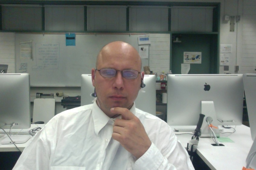 lab shot of an artist in contemplation